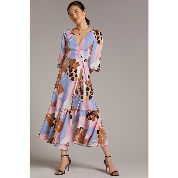 Anthropologie Dresses & Skirts - Anthropologie Hutch Bloom Wrap Midi Dress Open Lace Back Long Sleeve Size Small